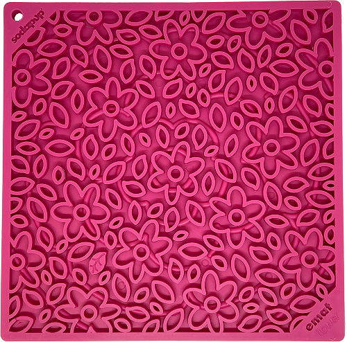 Anxious Dog: Try this Relief Enrichment Lick Mat (Flower Power) (Pink)