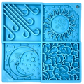 Anxious Dog: Try this Relief Enrichment Lick Mat (Sky Patterns) (Light Blue & Yellow)