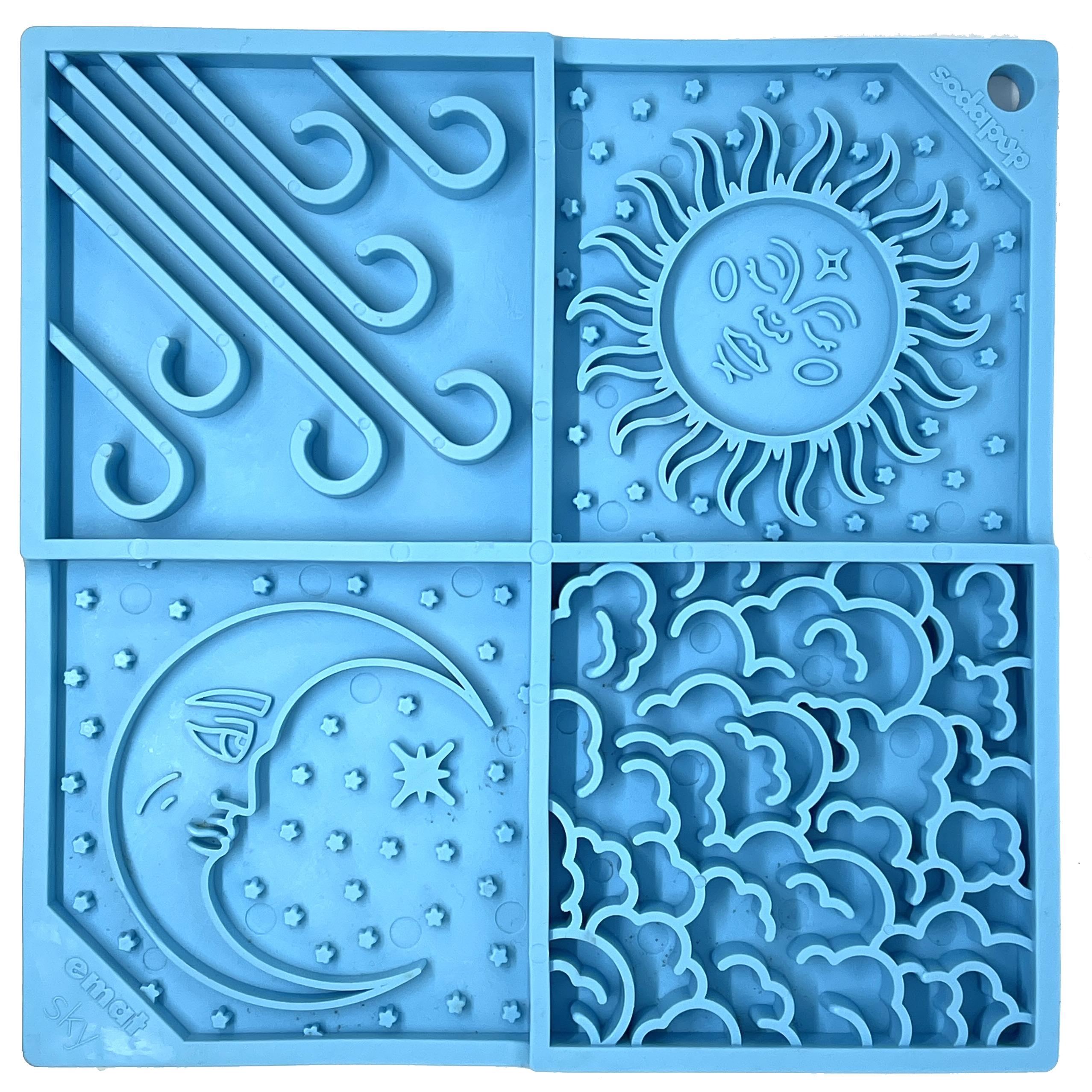 Anxious Dog: Try this Relief Enrichment Lick Mat (Sky Patterns) (Light Blue & Yellow)