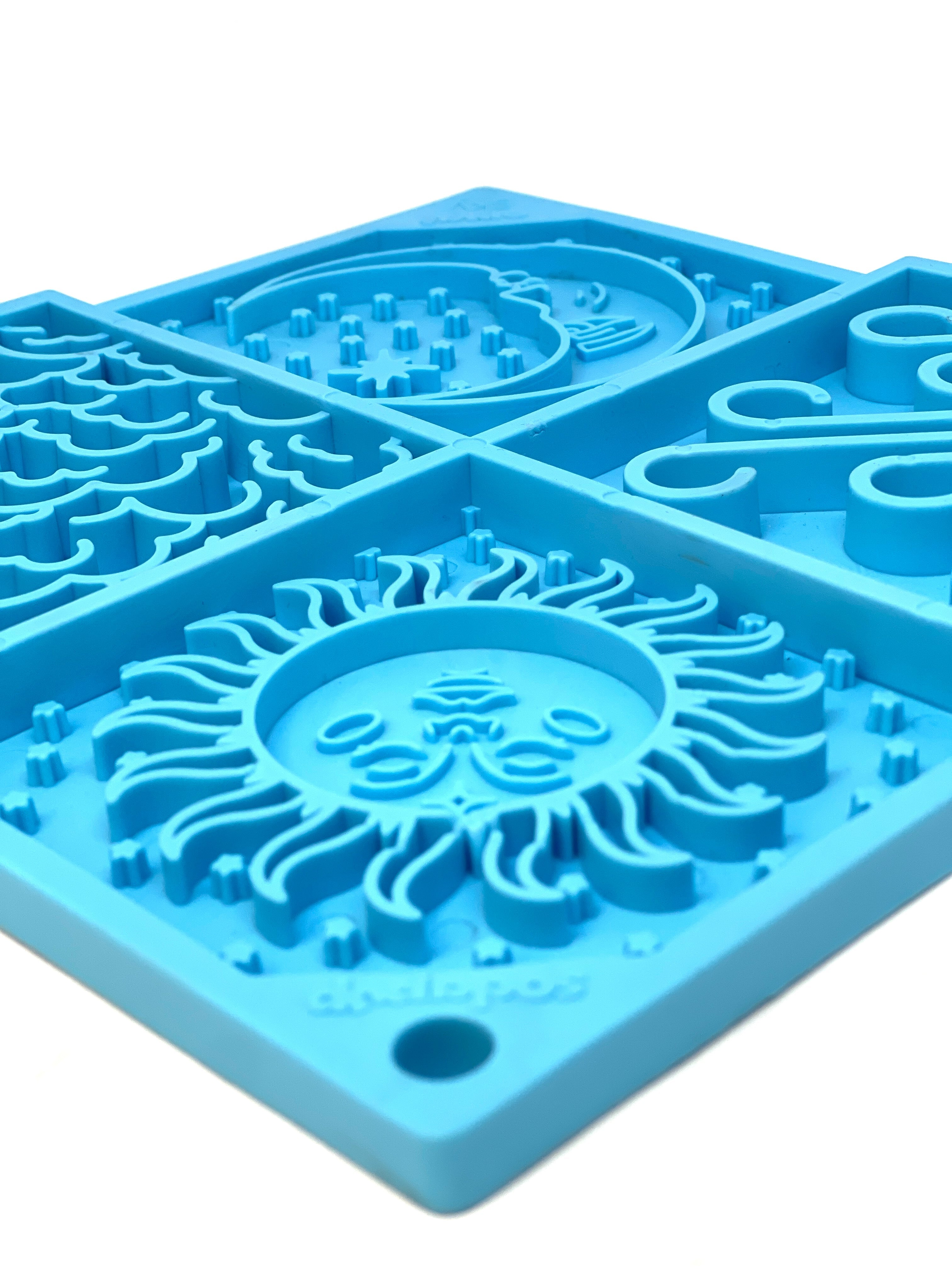 Anxious Dog: Try this Relief Enrichment Lick Mat (Sky Patterns) (Light Blue & Yellow)