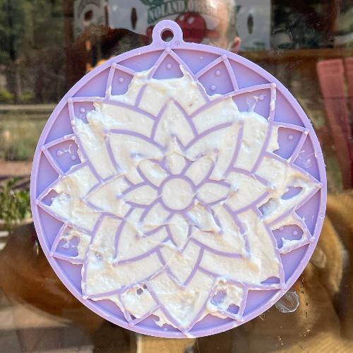 Anxious Dog: Try this Relief Enrichment Lick Mat (Lotus Design) (Pastels: Purple, Green, Pink, & Yellow)