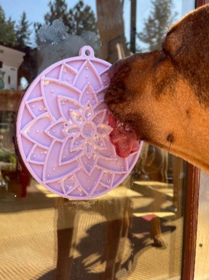 Anxious Dog: Try this Relief Enrichment Lick Mat (Lotus Design) (Pastels: Purple, Green, Pink, & Yellow)