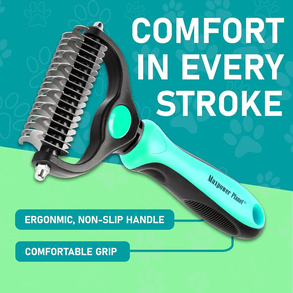 Grooming Rake - Dog Cat  - (Dematting & Deshedding Tool) - (Maxpower Dual-Sided) - (3 Color Options) - (While Supplies Last))