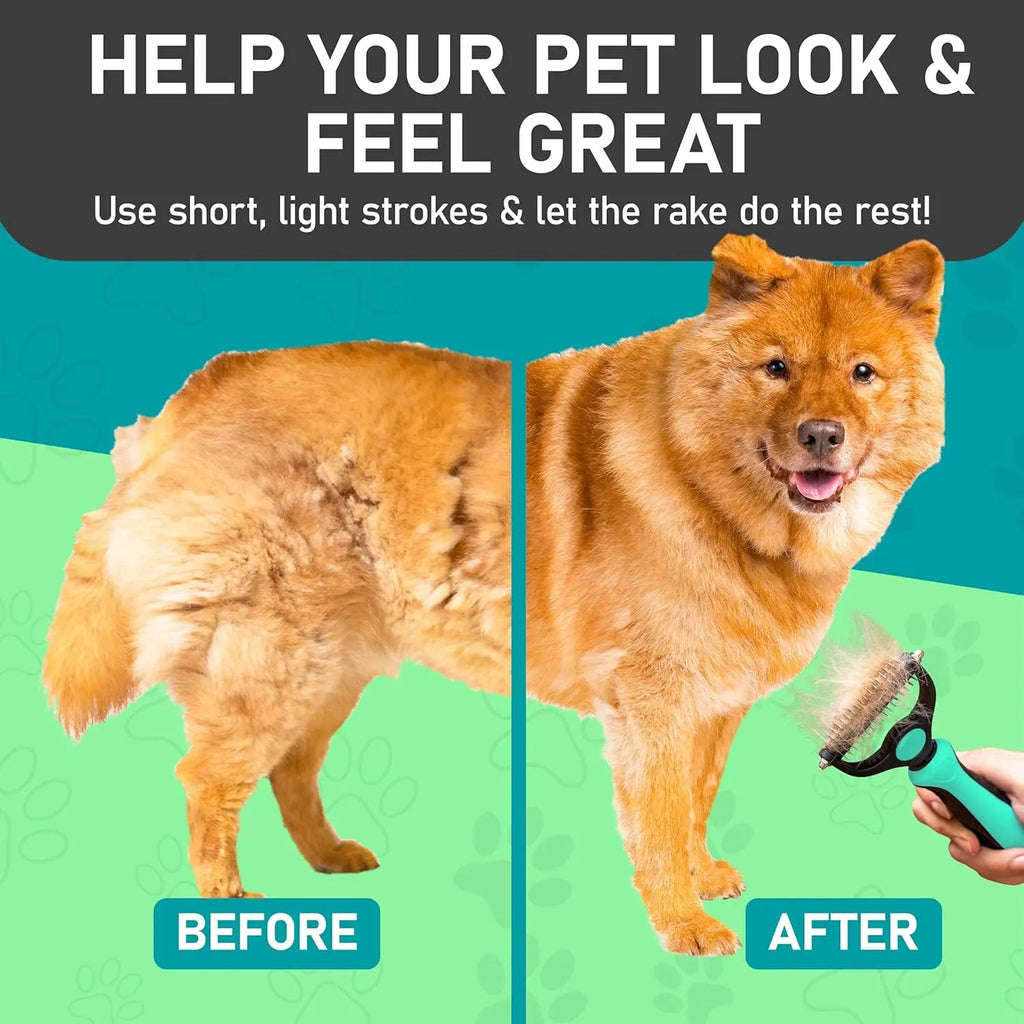 Grooming Rake - Dog Cat  - (Dematting & Deshedding Tool) - (Maxpower Dual-Sided) - (3 Color Options) - (While Supplies Last))