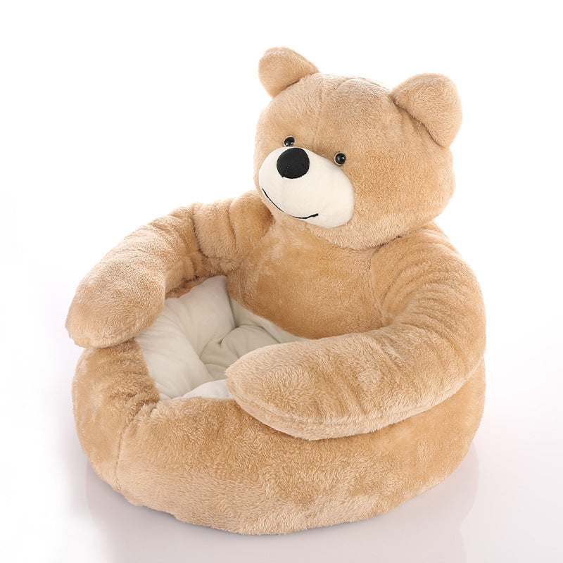 Cozy Plush Teddy Bear Bed - Dog Cat