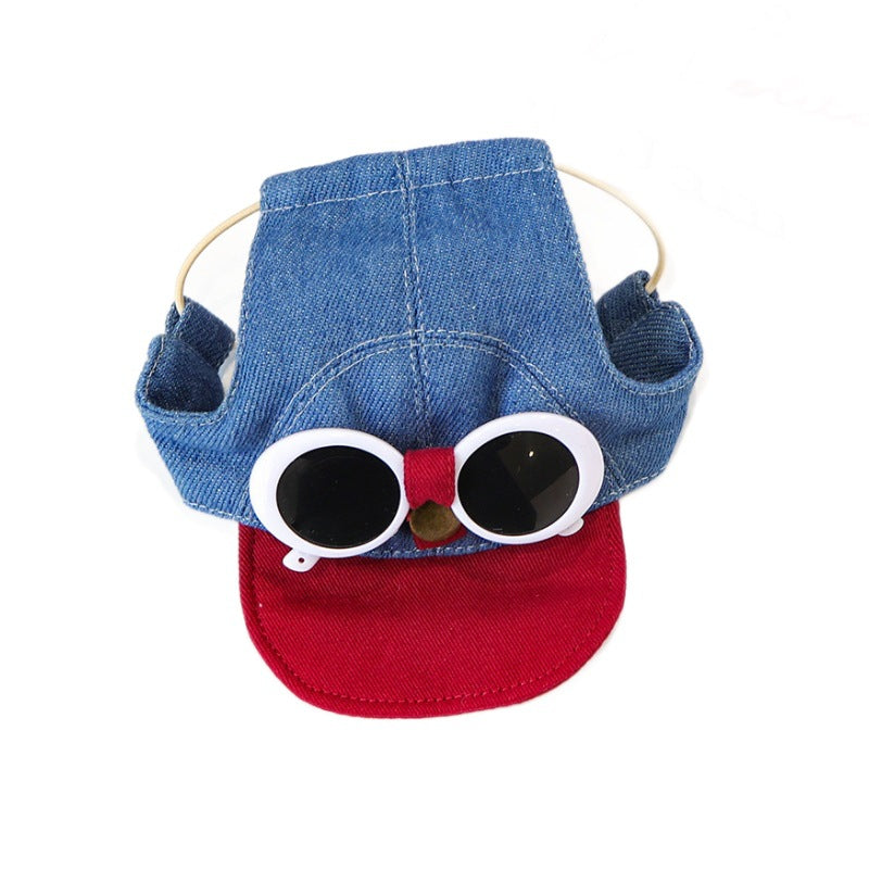 Red Rim Blue Denim Costume Cap - (Sm & Med) - Dog Cat - (While Supplies Last)