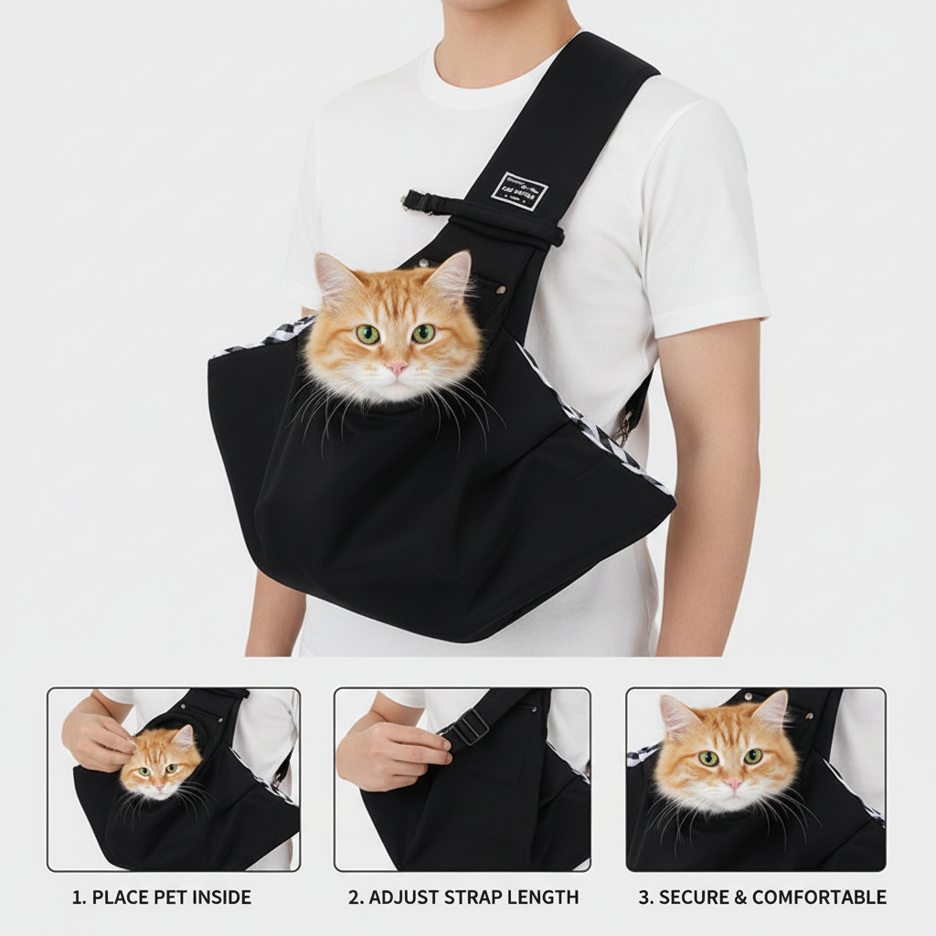 Crossbody Pet Carrier Sling Bag - Dog Cat - (14 Color Options)