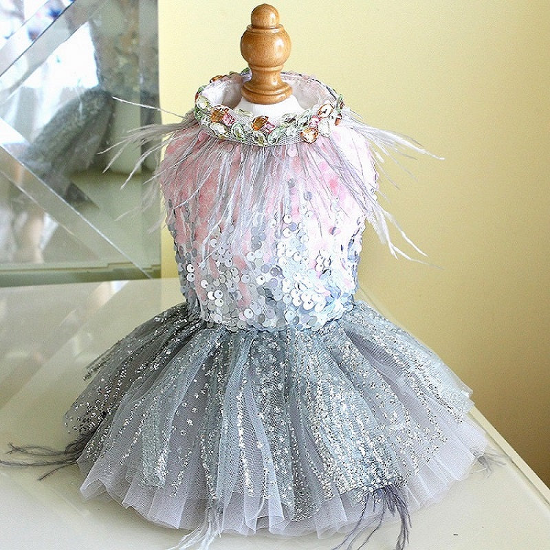 Elegant Sparkling Gemstone Collared Princess Dress - Dog - (XS-XL) and Customizable - (3 Color Options) - (While Supplies Last)