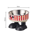 Elevated Striped Feeding Tray - (Red, White) - (Stainless Steel Bowl) - (While Supplies Last)