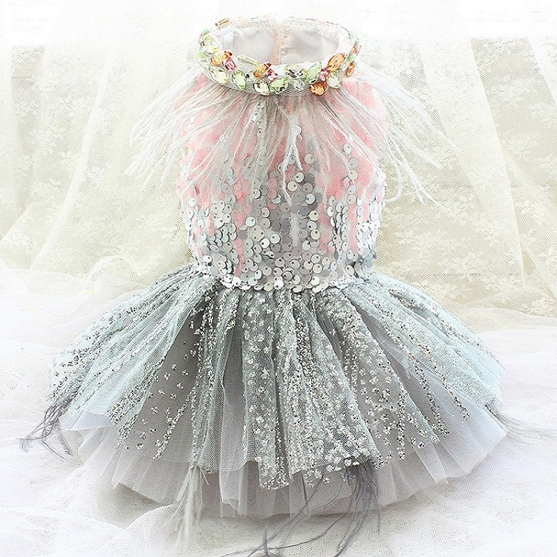 Elegant Sparkling Gemstone Collared Princess Dress - Dog - (XS-XL) and Customizable - (3 Color Options) - (While Supplies Last)