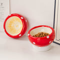 Raised Mushroom Design Ceramic Feeder - Dog Cat - (Red) - (While Supplies Last)