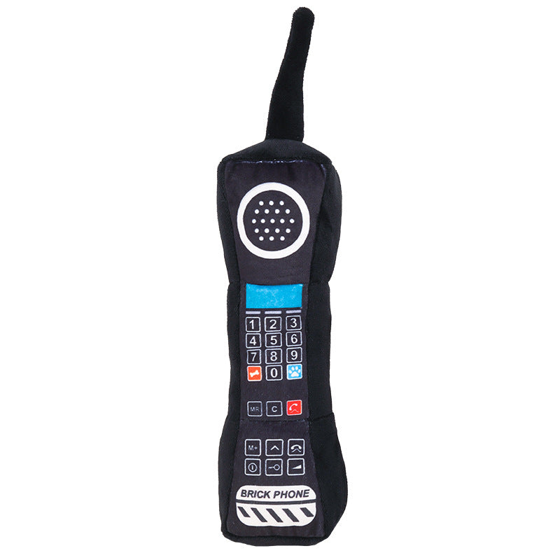 Funny Plush Retro Brick Phone with Speaker Chew Toy for Dogs