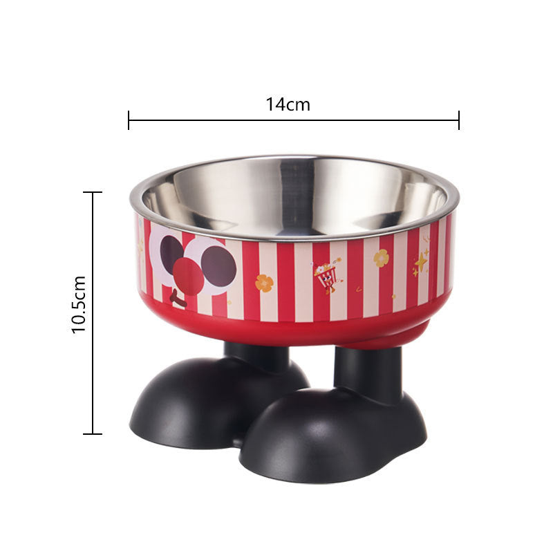 Elevated Striped Feeding Tray - (Red, White) - (Stainless Steel Bowl) - (While Supplies Last)