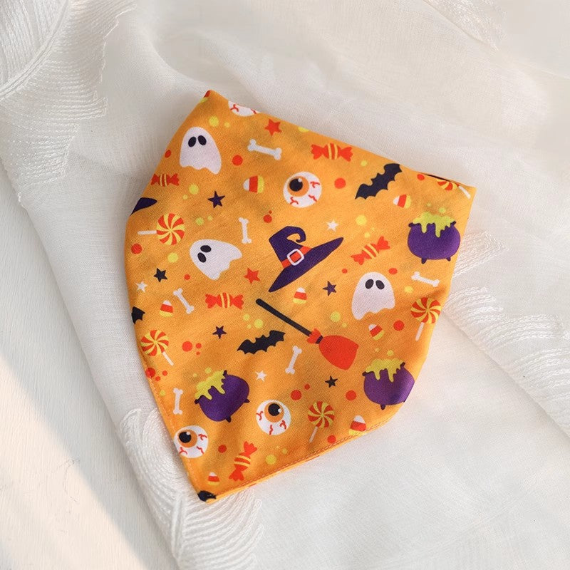 3-Pk Mixed Halloween Tie-On Triangle Scarves or Bandanas - (Sm-Lg) - Dog Cat (While Supplies Last)