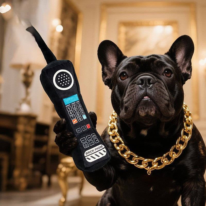 Funny Plush Retro Brick Phone with Speaker Chew Toy for Dogs