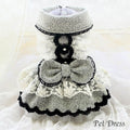Chic Grey Lace and Wool Coat Dress with Black Accent Trim -  Dog - (XS-XXL) and Customizable - (Grey) - (While Supplies Last)