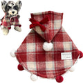 Hooded Plaid Cape Lined with Sherpa,and Pom-Pom Accents - Dog Cat - (M-XL) - (While Supplies Last)