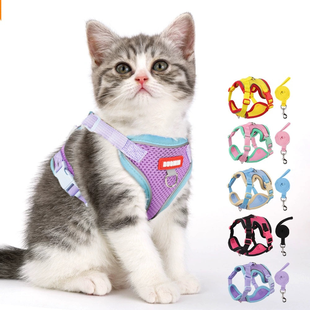 Reflective and Adjustable Harness and Leash Set - (3 Color Options May Vary) - (M-XL) - Dog Cat (While Supplies Last)