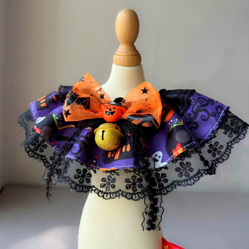 Halloween Ruffle Collar with a Bow, Lace & Bell - (Dog Cat (XS-L)  (While Supplies Last)