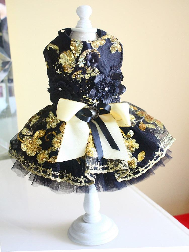 Luxurious Floral Sequin Tutu Dress - Dog - (XS-XL) and Customizable - (While Supplies Last)