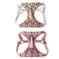Adjustable Geometric Tribal Design Harness and Leash Set - (Pink, Beige) - (2XS-M) - Dog -  (While Supplies Last)