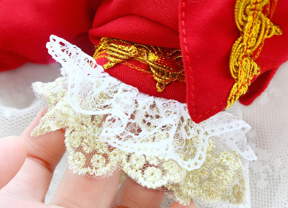 Luxury Tailcoat Shirt with Lace and Gold Detailing - Dog Cat - (XS-XXL) and Customizable - (Red) - (While Supplies Last)