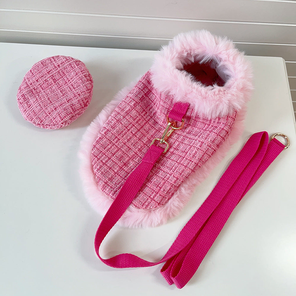 Tweed Cape, Hat, and Leash Set -Dog - (Pink) - (XS-XL) -(While Supplies Last)