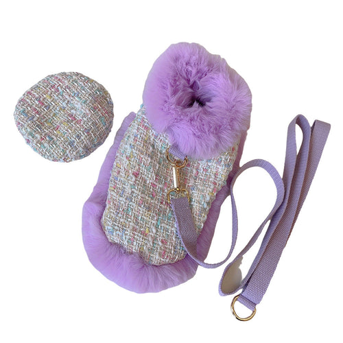 Cape with a Knitted Hat, and Leash Set - Dog (Purple) - (XS-XL) - (While Supplies Last)