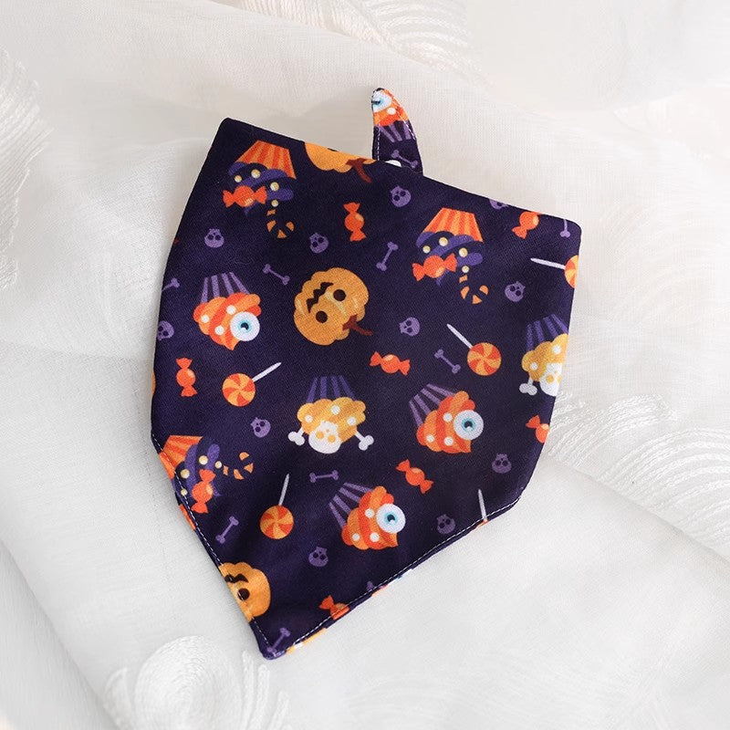3-Pk Mixed Halloween Tie-On Triangle Scarves or Bandanas - (Sm-Lg) - Dog Cat (While Supplies Last)
