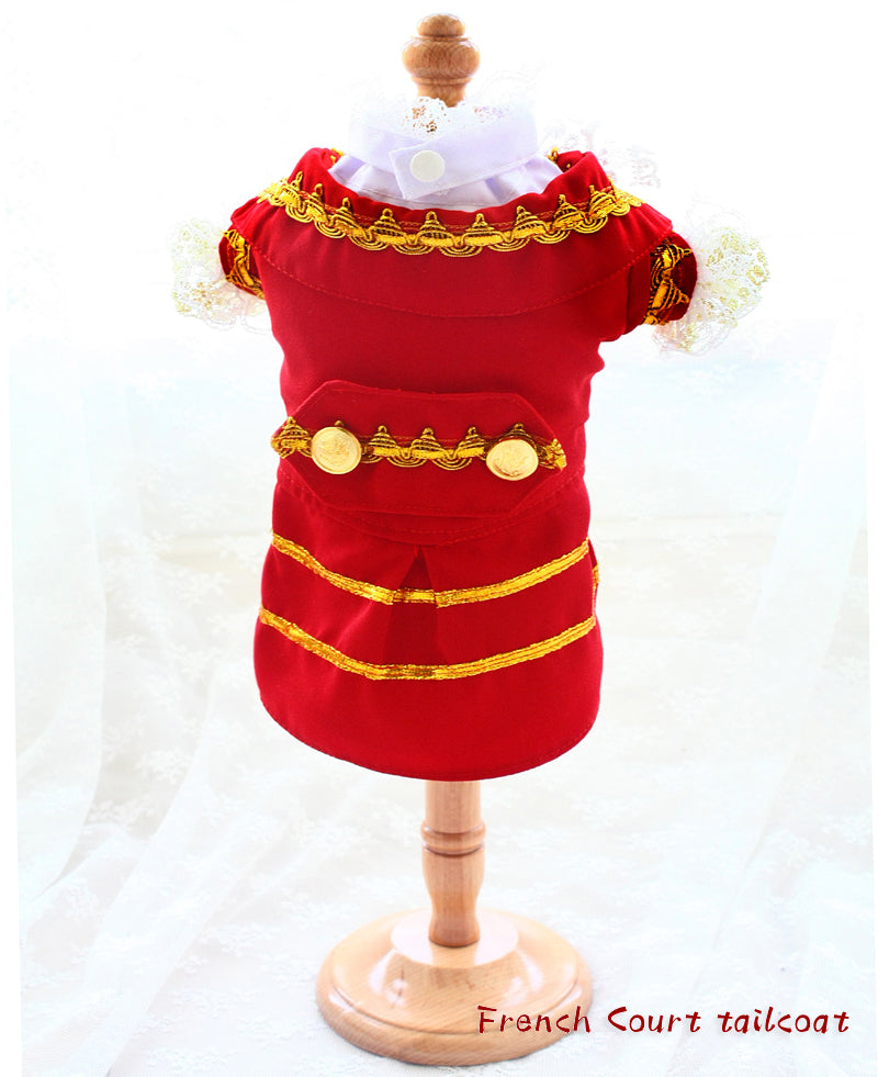 Luxury Tailcoat Shirt with Lace and Gold Detailing - Dog Cat - (XS-XXL) and Customizable - (Red) - (While Supplies Last)