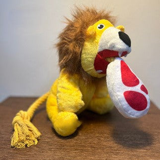 Lion Eating Meat Squeaker Dog Toy