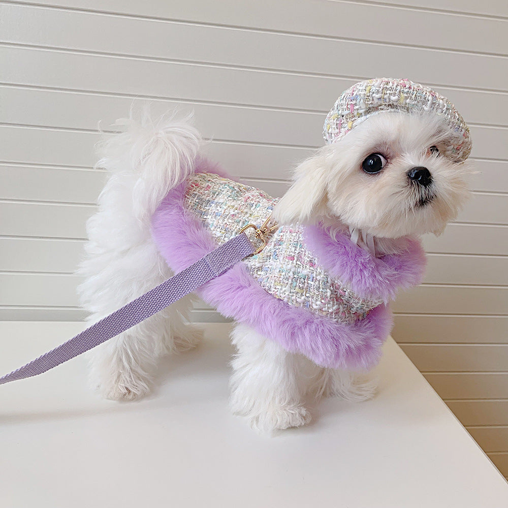 Cape with a Knitted Hat, and Leash Set - Dog (Purple) - (XS-XL) - (While Supplies Last)