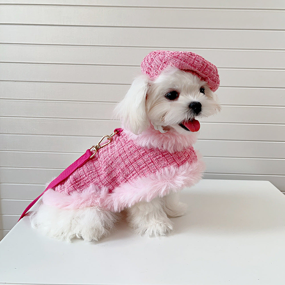 Tweed Cape, Hat, and Leash Set -Dog - (Pink) - (XS-XL) -(While Supplies Last)