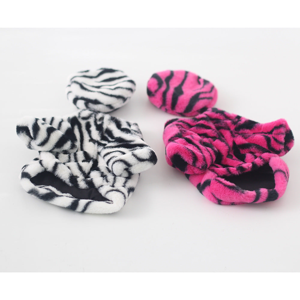 Plush Faux Fur Zebra Print Coat with Hat - Dog (S-XL) - (White, Hot Pink)  - (While Supplies Last)