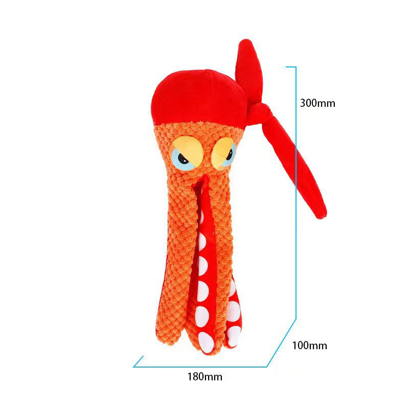 Plush Soft Chew Octopus Dog Toy with Squeaker & Crinkle