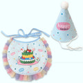 Birthday Party Cone Hat + Bib Set - (Blue) - Dog Cat  (While Supplies Last)