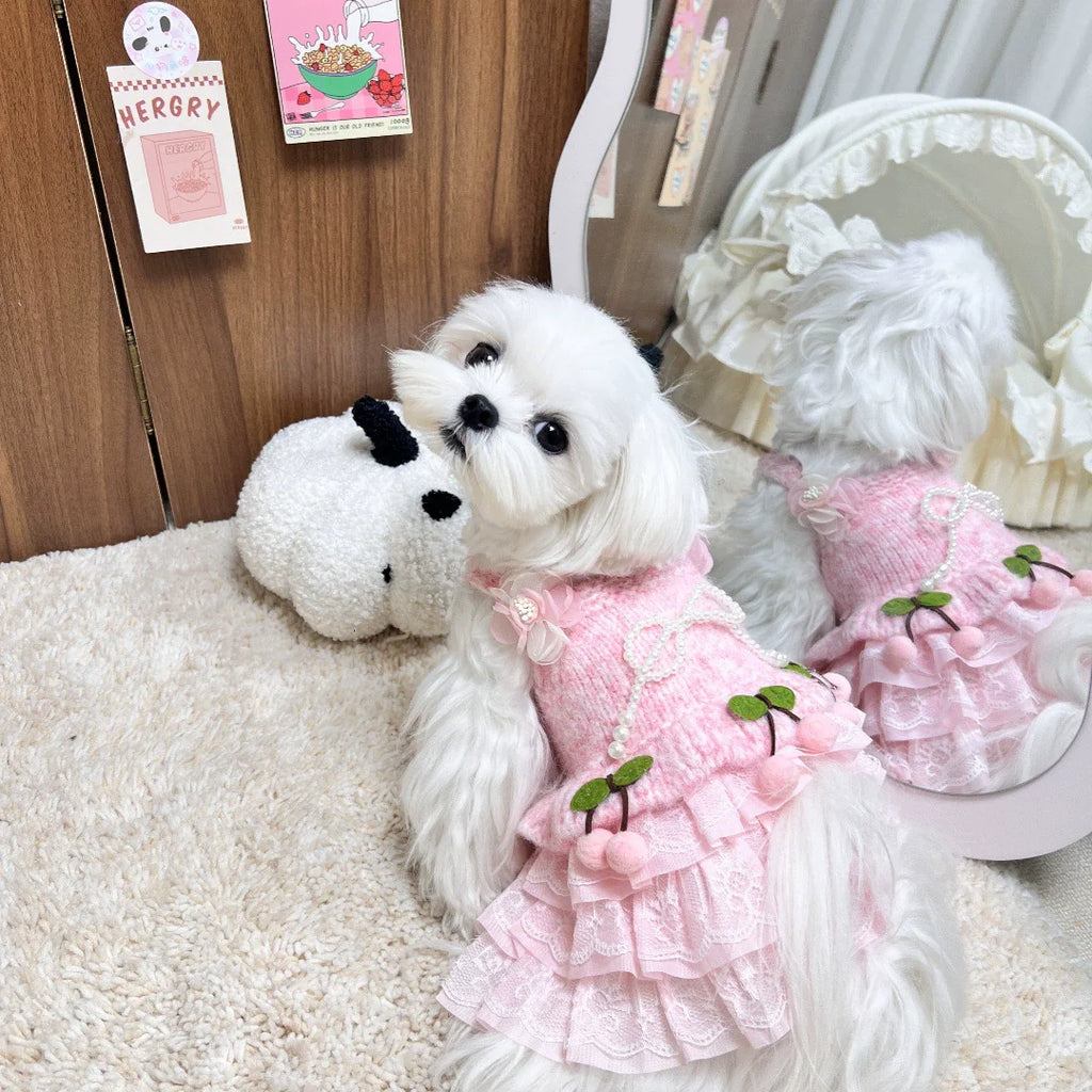 Adorable Sweater and Tulle Dress - Dog - (Cherry Pink) - (XS-XL) - (While Supplies Last)