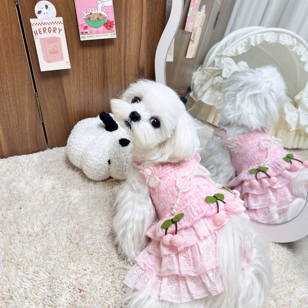 Adorable Sweater and Tulle Dress - Dog - (Cherry Pink) - (XS-XL) - (While Supplies Last)
