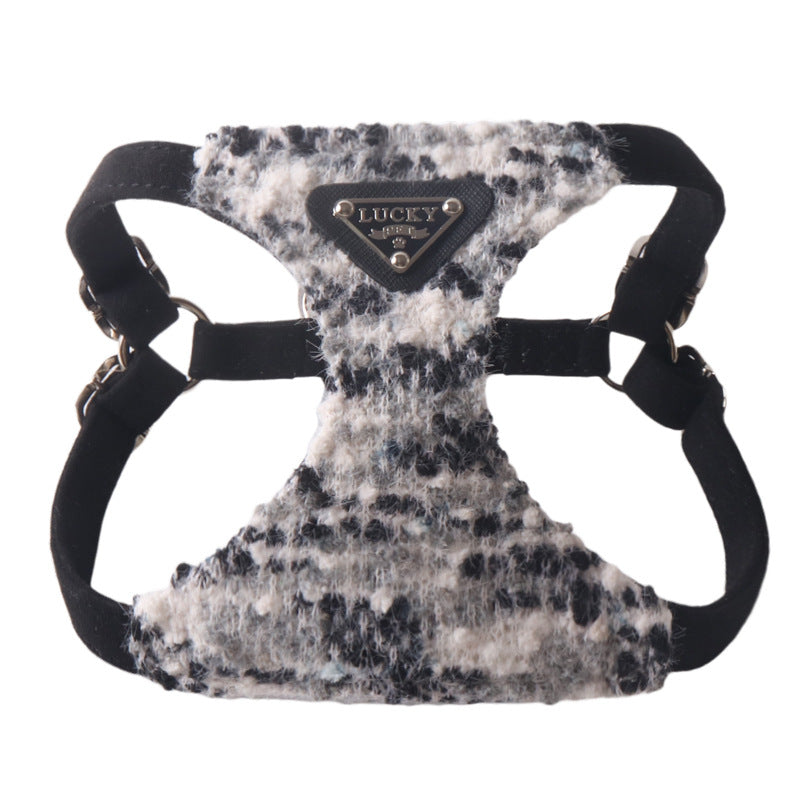 Adjustable Luxury Tweed Harness and Leash Set - (Rainbow, Black & Gray Tweed) - (XXS-M) - Dog - (While Supplies Last)