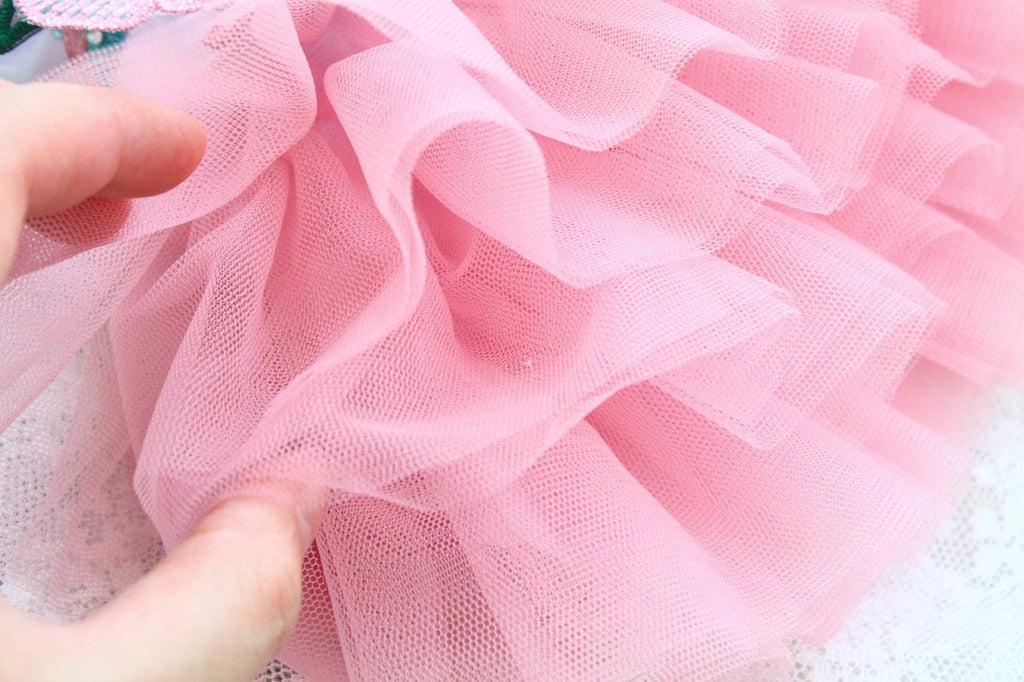 Light Silk Embroidery Floral Tulle Dress - Dog Cat - (Pink) - (S-XXL) - (While Supplies Last)