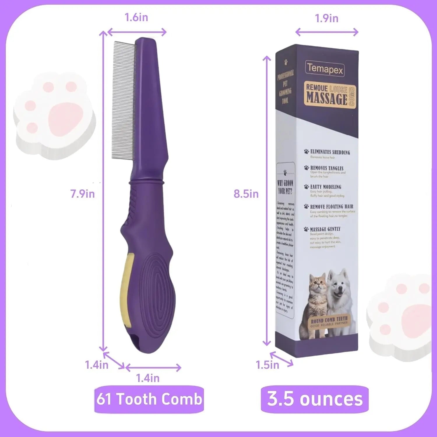 Flea Comb - Dog Cat - (Professional) - (Detangling) - (4 Comb Options)- (While Supplies Last)