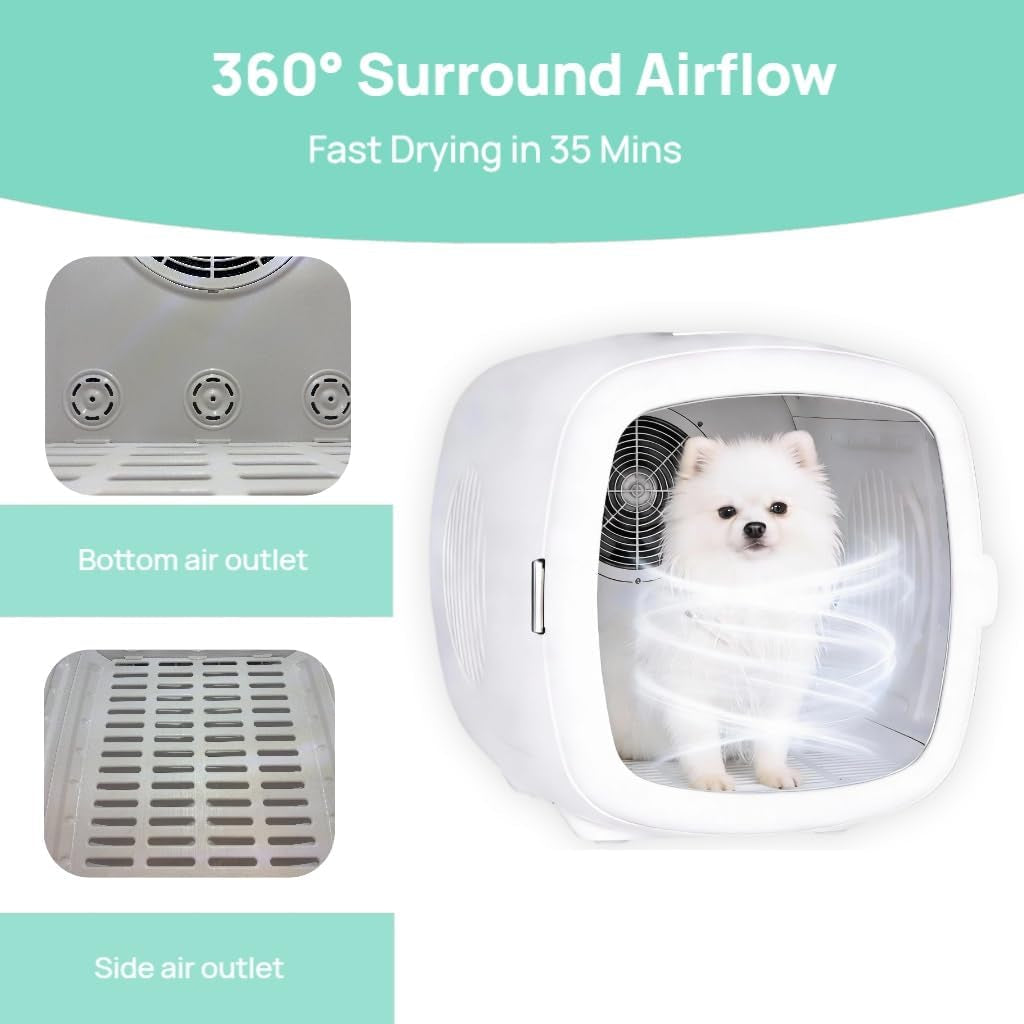 Grooming 360° Dryer Box - Dog Cat - (White) - (Quiet Smart Temp) - ( Fast Dry) - (While Supplies Last)