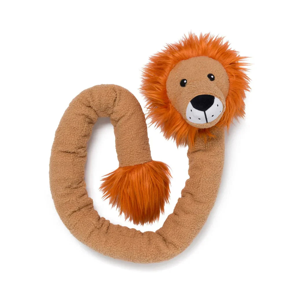 Twisty Plush Lion Toy - Dog -  (Tan) -  (5ft L) - (Crinkle Paper) - (Sherpa)  - (Fabdog®) - (While Supplies Last)
