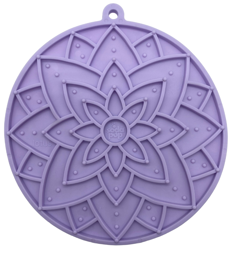 Anxious Dog: Try this Relief Enrichment Lick Mat (Lotus Design) (Pastels: Purple, Green, Pink, & Yellow)