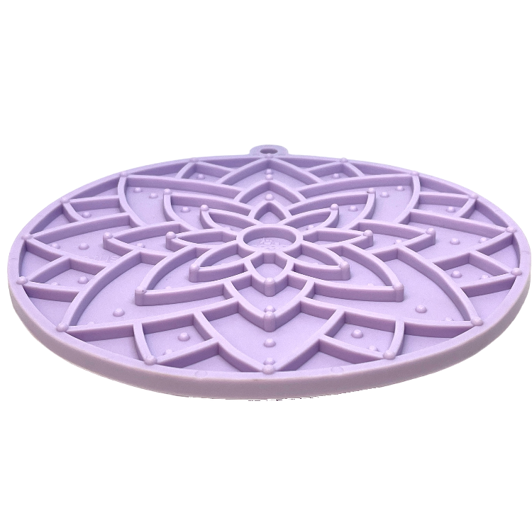 Anxious Dog: Try this Relief Enrichment Lick Mat (Lotus Design) (Pastels: Purple, Green, Pink, & Yellow)
