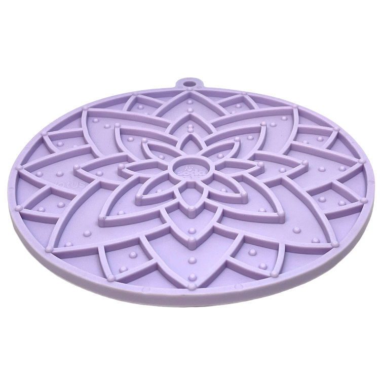 Anxious Dog: Try this Relief Enrichment Lick Mat (Lotus Design) (Pastels: Purple, Green, Pink, & Yellow)