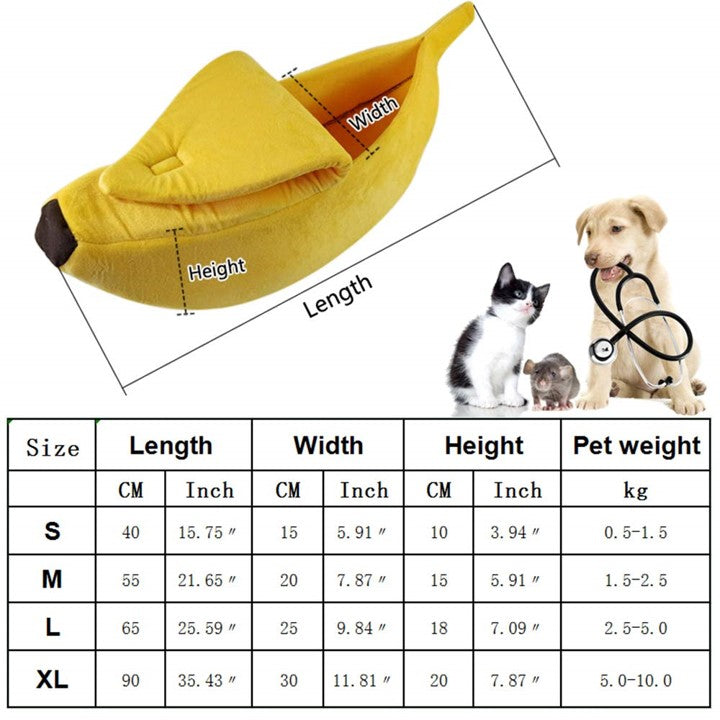 Cozy Banana Bed - Dog Cat - (S-XL) - (6 Color Options)
