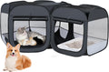 Portable Cat & Dog Playpen 2-in-1 Foldable Indoor Pet Tent Large Collapsible