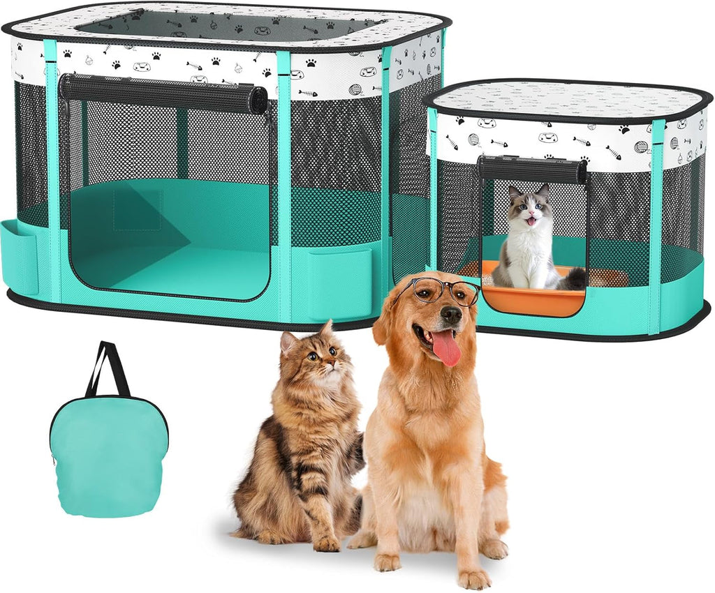 Portable Playpen - Dog Cat - (Foldable) - (3 Color Options) - (32" x 24" x 22") - (While Supplies Last)