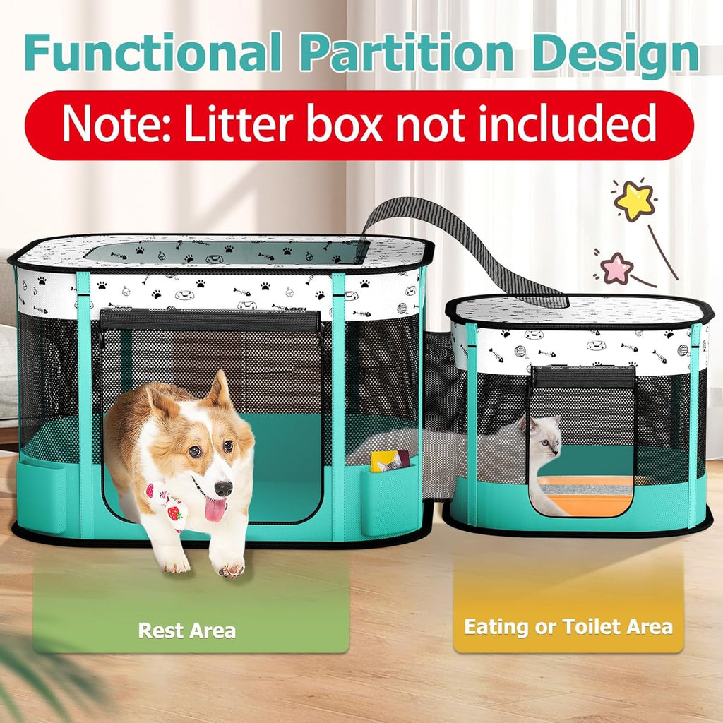 Portable Playpen - Dog Cat - (Foldable) - (3 Color Options) - (32" x 24" x 22") - (While Supplies Last)